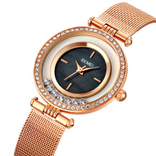 SKMEI 1785 Women's Stainless Steel Crystal-Accented Quartz Watch with Alloy Strap